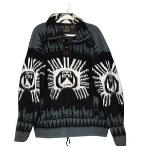 Tejidos Ruminahui Wool Pullover Sweater Gray Black Otavalo Ecuador Sun God XL